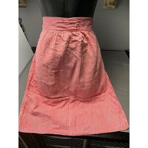 Vintage Red & White Striped Handmade Apron with Tie Closure